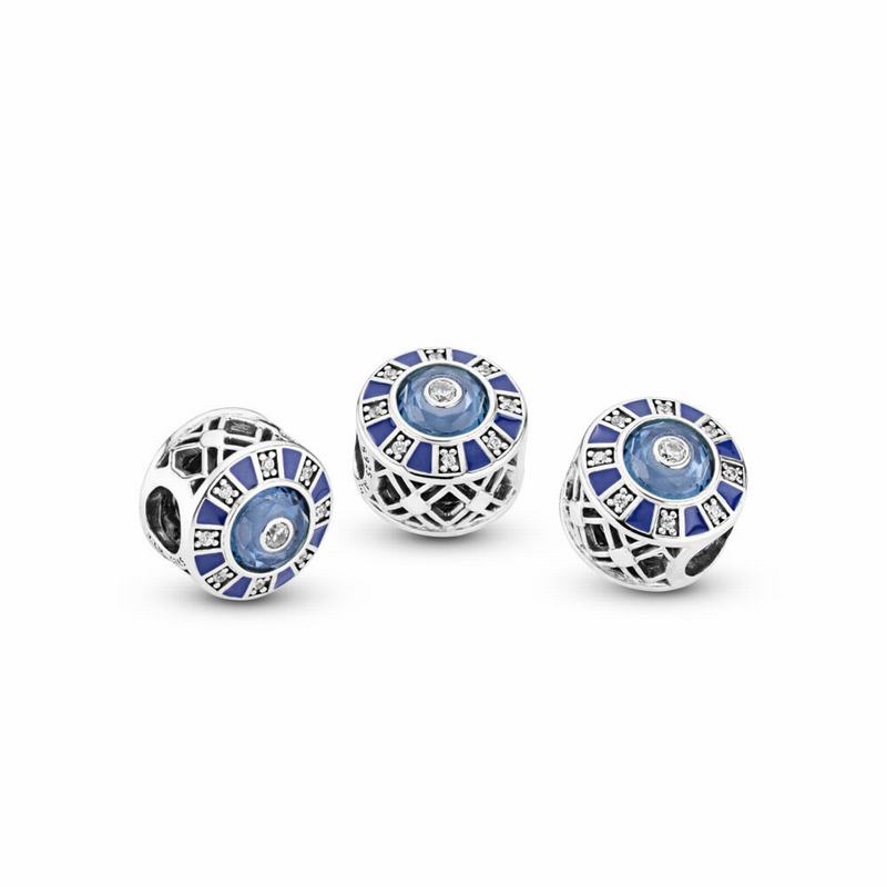 Pandora Mosaic Charm Ireland - Sterling Silver/Enamel/Blue/Mixed Stones - 813427SRH